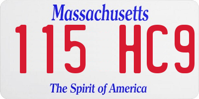 MA license plate 115HC9