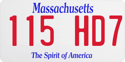 MA license plate 115HD7
