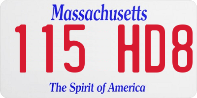 MA license plate 115HD8