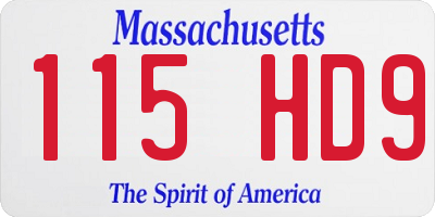 MA license plate 115HD9