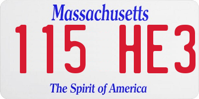 MA license plate 115HE3