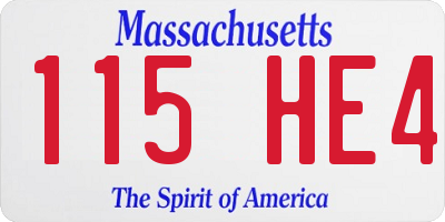 MA license plate 115HE4