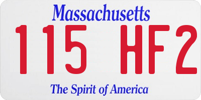 MA license plate 115HF2