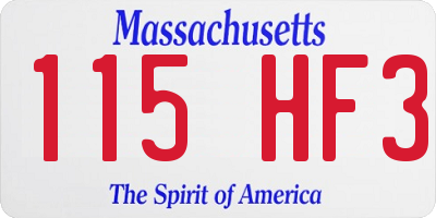 MA license plate 115HF3