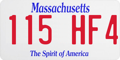 MA license plate 115HF4