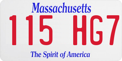 MA license plate 115HG7