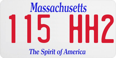 MA license plate 115HH2