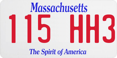 MA license plate 115HH3