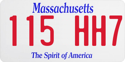 MA license plate 115HH7