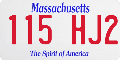 MA license plate 115HJ2