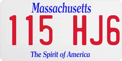 MA license plate 115HJ6