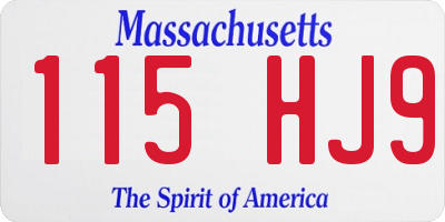 MA license plate 115HJ9
