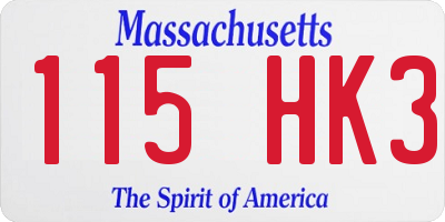 MA license plate 115HK3