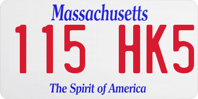 MA license plate 115HK5