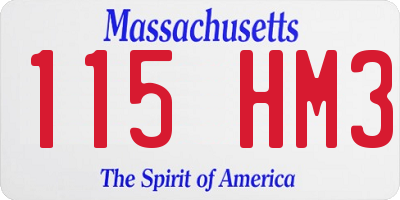 MA license plate 115HM3