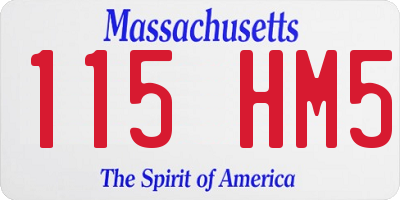 MA license plate 115HM5