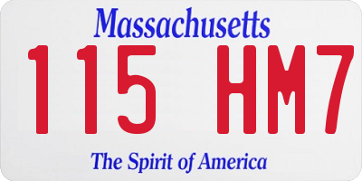 MA license plate 115HM7