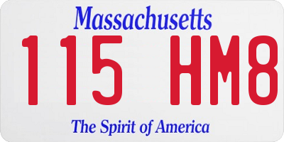 MA license plate 115HM8