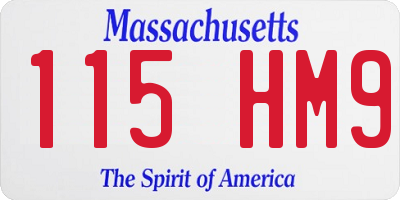MA license plate 115HM9