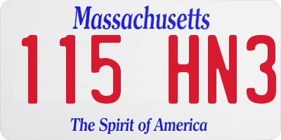 MA license plate 115HN3
