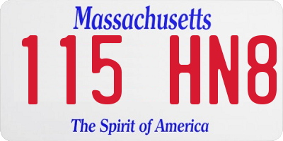 MA license plate 115HN8