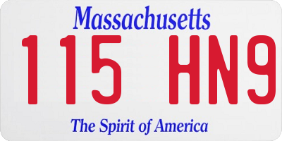 MA license plate 115HN9