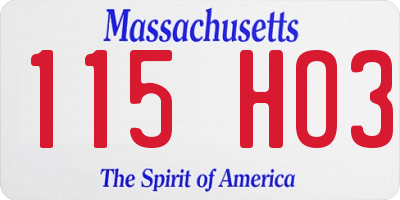 MA license plate 115HO3