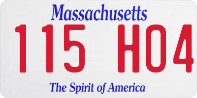 MA license plate 115HO4