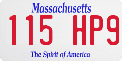 MA license plate 115HP9