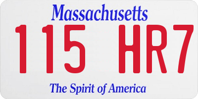 MA license plate 115HR7