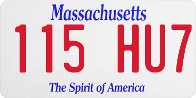 MA license plate 115HU7