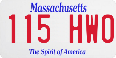 MA license plate 115HW0