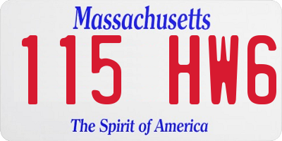 MA license plate 115HW6