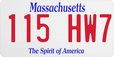 MA license plate 115HW7