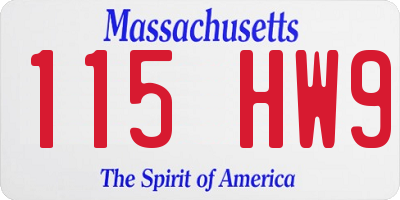 MA license plate 115HW9