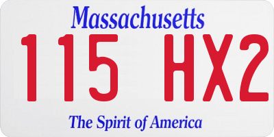 MA license plate 115HX2