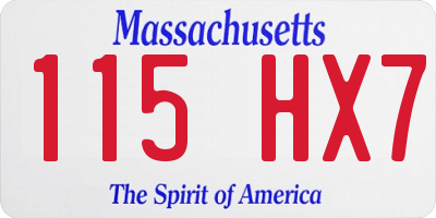 MA license plate 115HX7
