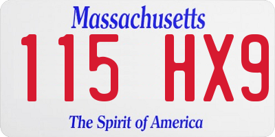 MA license plate 115HX9
