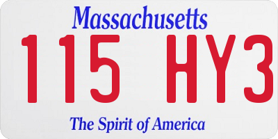 MA license plate 115HY3