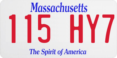 MA license plate 115HY7