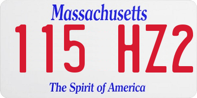 MA license plate 115HZ2