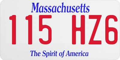 MA license plate 115HZ6
