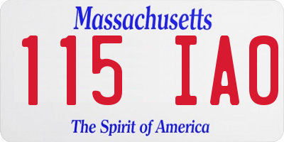 MA license plate 115IA0