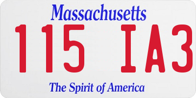 MA license plate 115IA3