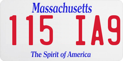MA license plate 115IA9