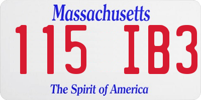MA license plate 115IB3