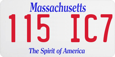 MA license plate 115IC7