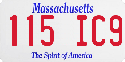 MA license plate 115IC9