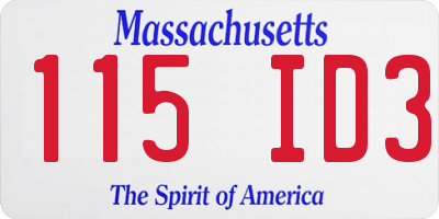 MA license plate 115ID3