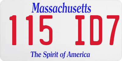 MA license plate 115ID7